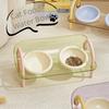Double Bowls Cat Food Water Bowl Anti-flip Elevated Pet Feeder Bowl  for Kitten/Puppy/Bunny