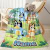 Bluey's Colorful Friends Customize Your Name Blanket Gift Customizable Blanket Ultra-Soft Great for Home Decor Seaside Nap Bedding for All Occasions