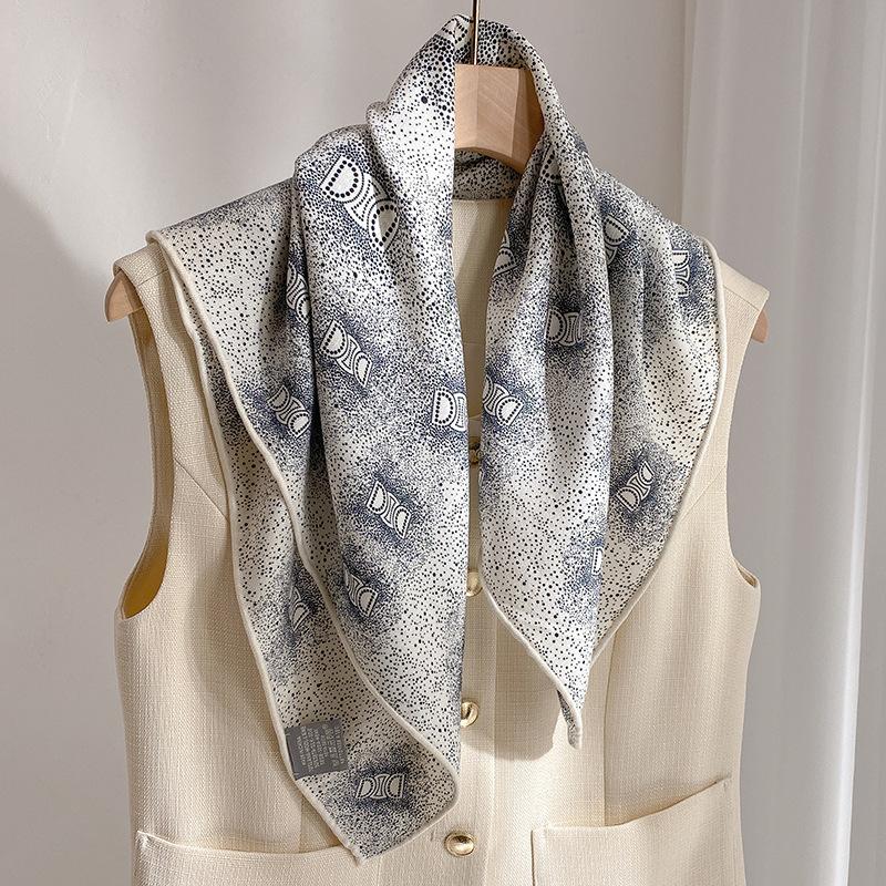 Letter double-sided silk wool silk wool scarf silk scarf autumn and winter decoration high-end women s shawl 65*65cm