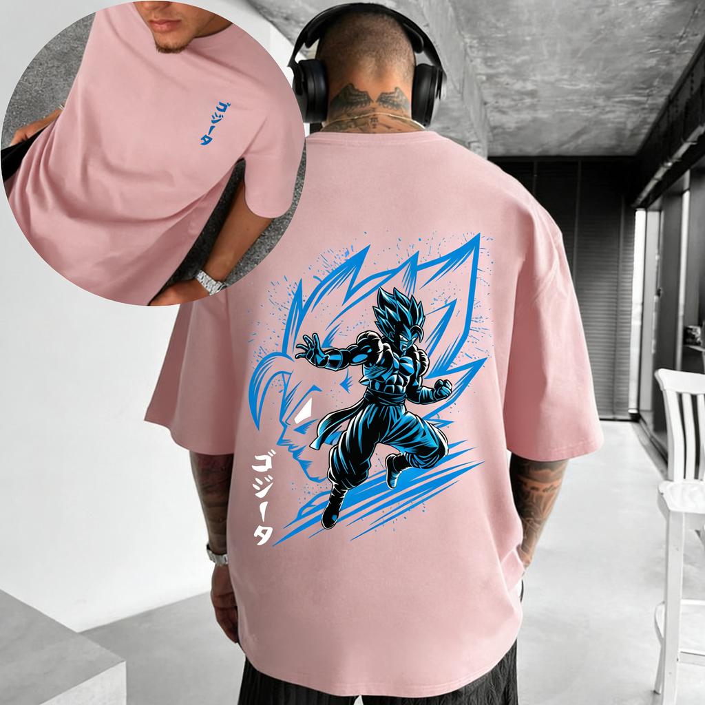 Dragon Ball Ultra Digital Direct Spray Printed Loose Plus Size Heavy Weight 240g Pure Cotton Short Sleeve Tshirt Mens Half