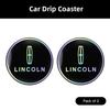 2Pcs Lincoln Logo Water Cup Pad Laser Silent Mat For Lincoln Navigator Continental Nautilus Aviator MKZ MKX MKC MKT MKS Corsair UU111