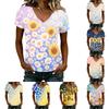 Women Casual V Neck Short Sleeve Floral Print T Shirt Lightweight Soft Fabric Comfortable Fit Summer Top