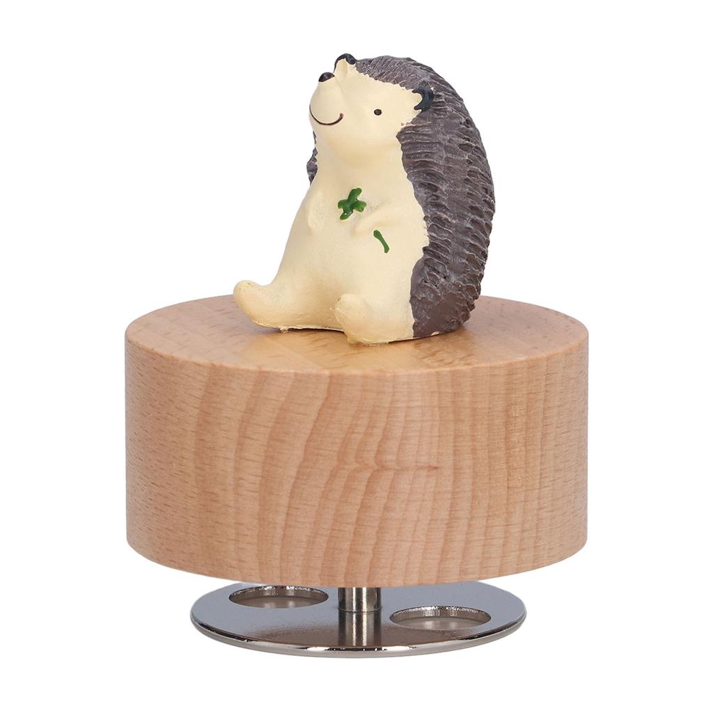Hölzerne Runde Spieluhr DIY Tier-Spieluhr zur Möbeldekoration Weihnachtsgeschenke(Igel )