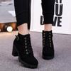 Short Boots for Women Round Metal Buckle High-heeled Women's Boots British Style Side Zipper Casual Boots Botas Mujer