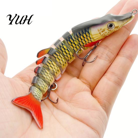 Professional Fishing Supplies 13CM/17G Multi-Jointed Lure, Realistic 8-Section Swimbait with Hooks, Lifelike Baits Bionic Hard Artificial Bait