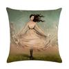 Abstract Fairy Girl Decorative Cushion Cover Linen Pillowcase For Sofa Couch Bedroom Home Living Room Decor 45X45Cm