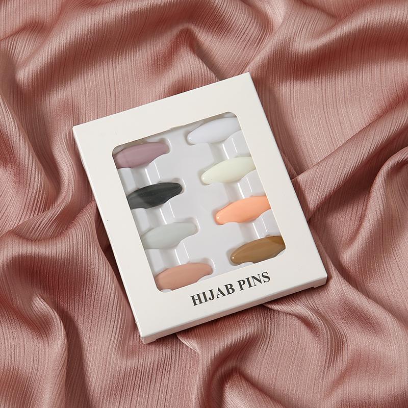 Fashion Muslim Scarf Hijab Pins Oval Plastic Brooches For Women Mixed Colors Clips Fixed Safely Pin Accessories 8PcsBox