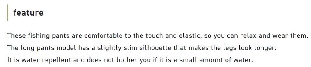 Sunline SUW-05201 Long Pants Water Resistant Black Size M (9295)