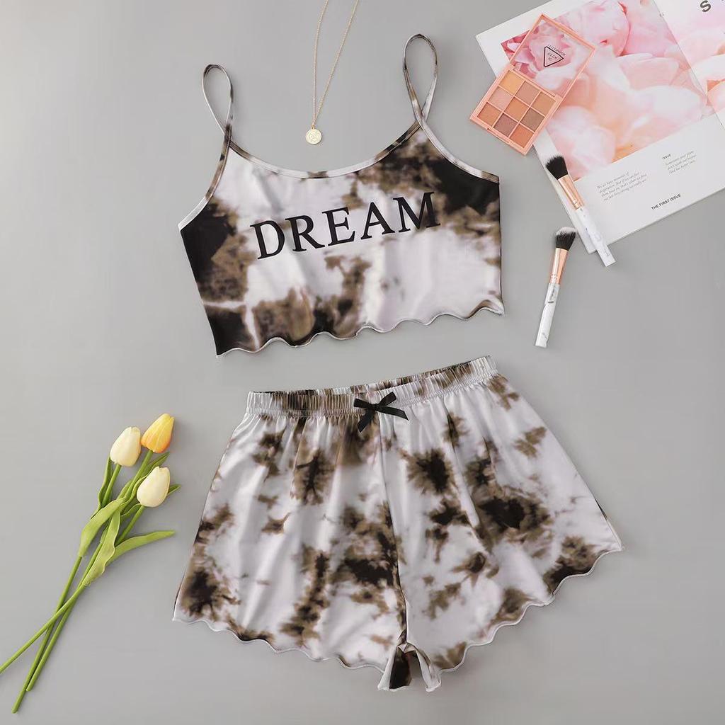 European & American Tie-Dye Camisole Top and Shorts Set – Summer Style