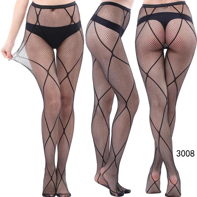 Freeauce Womens Hollow Out Mesh Fishnets Black Stockings Pantyhose Garter Belt Plus Size Sexy Leggings Thigh High White Tights