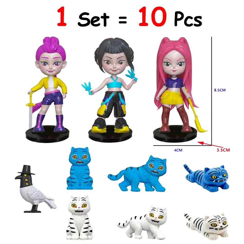 Anime Kpop Dämonenjäger Figur Modell Spielzeug Cartoon Gaming Zubehör Schreibtischdekoration Sammlerfiguren Modell Puppen Set Spielzeug