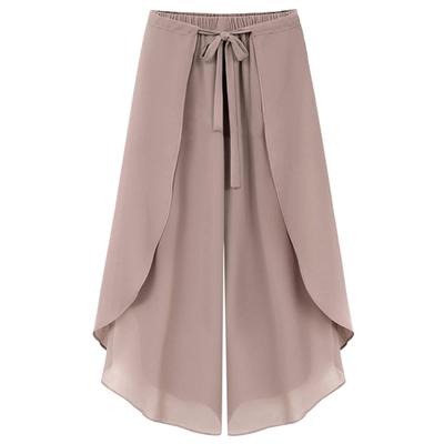 Layered Gaucho Irregular Elastic Solid Loose Perfect for Summer [7-livehouse] Women's Wide-Leg Pants, Pants, High-Waisted Pants, Chiffon, Pattern,