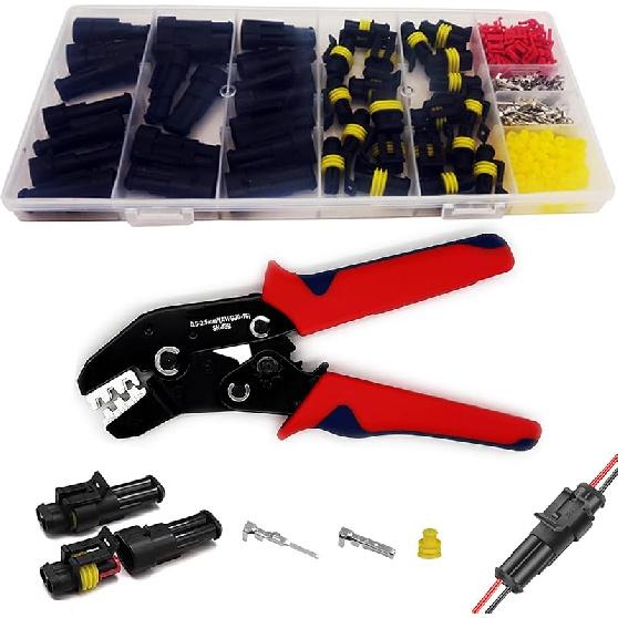 800Pcs 50 Sets Waterproof Automotive Electrical Wire Connectors Plug Kit 1/2/3/4/5/6 Pin Waterproof Connectors with Ratchet Crimping Tool