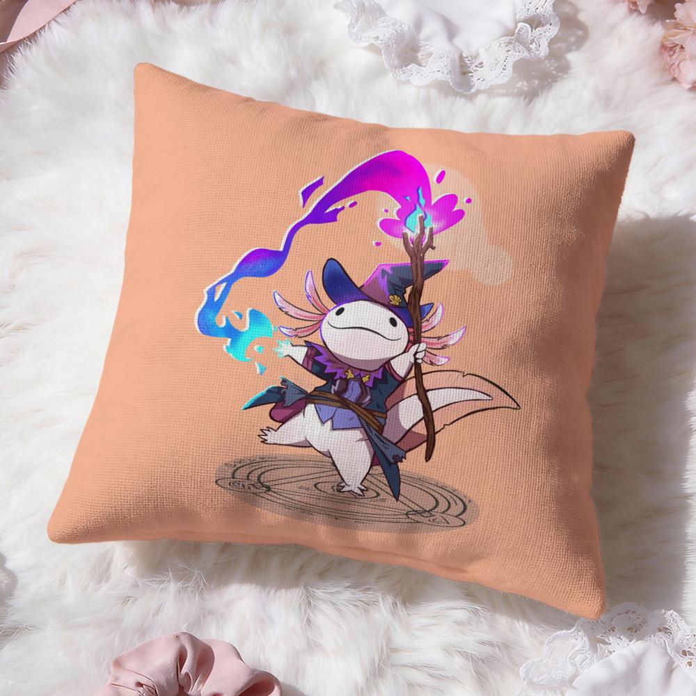 Cute Axolotl Cartoon Cushion Cover Premium Comfort Reversible Pillow Cove -Two In One Design for Any Room & Car Interior