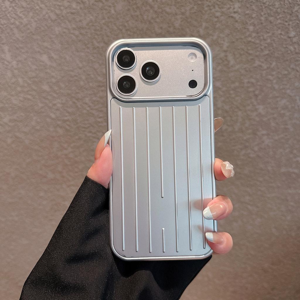 Aluminiumlegierung Handyhüllen für iPhone 18 17 16 15 14 Pro Max 3D Wellenstreifen Rückseite Luxus Business Gepäckabdeckung für Rimowa