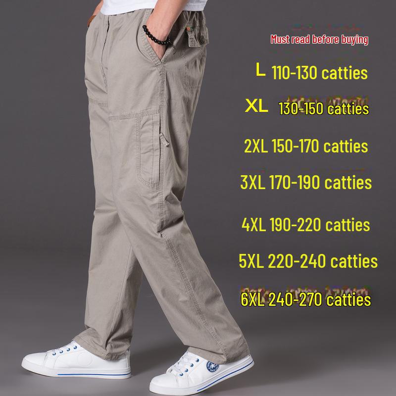 Men's Summer Workwear Casual Washed Cotton Pants, Multi-Pocket, Plus Size M-6XL