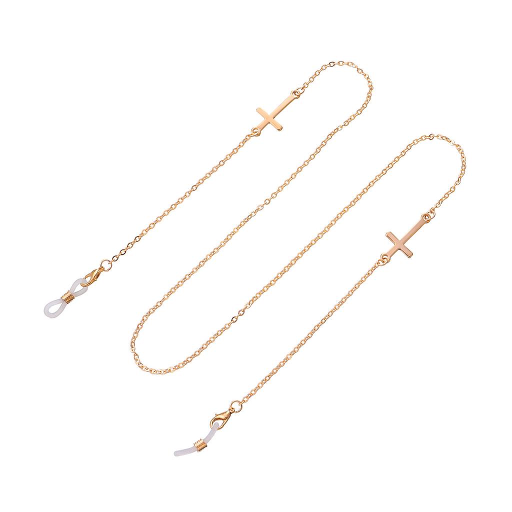 European and American Jewelry, Symmetrical Metal Cross Glasses Chain Female, Simple Temperament Multi-purpose Mask Non-slip Lanyard