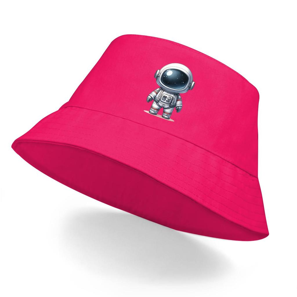 Little Astronaut Print Bucket Hat , Men's Hat Wide Brim Simple Reversible Beach Cap