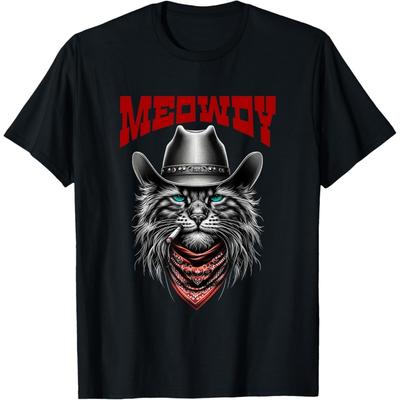 Cat Western Meowdy! Funny Country Music Cat Cowboy Hat T-Shirt