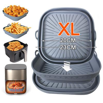 Silicone Air Fryer Tray Basket Container Dish Large 20-23cm Utensils for COSORI Cecotec 5.5L, 6L