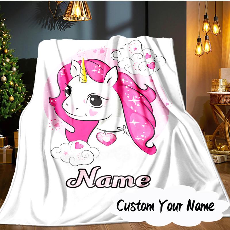 Custom Name Unicorn Dreams Art Blanket  Ideal Bedding Blanket Perfect for Travel, Camping, Living Rooms, Offices, Sofas, Fan Christmas gift