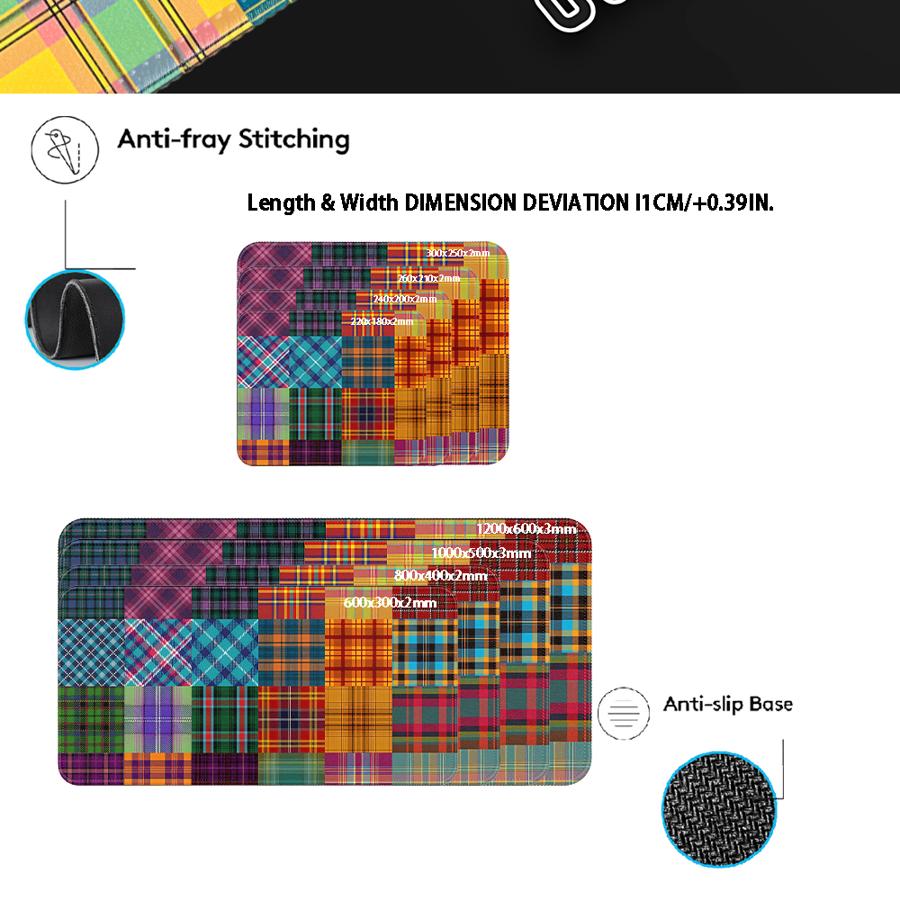 Multicolored Plaid Pattern rubber Mouse Pad Desk accessories office Pad Computer Laptop Pad Keyboard Mouse Pad Game Console Pad