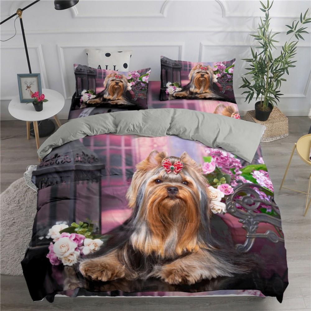 Comforter Cute White Dogs Bedding Set Lovely Puppy Husky Comforter Set King Queen Size With For Girls