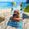Capybara auf Schwimmring Wassermelone Sandfester Strandtuch, Leicht Saugfähig für Schwimmen Fitnessstudio Camping