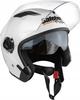 Open Motorcycle Helmet Scooter Quad Atv Go-kart Roller Skates White Visor Shield M