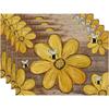 4pcs Wood Bees Flowers Floral Summer Placemats Set of 4,12x18 Inch Seasonal Spring Table Mats for Party Kitchen Dining Decoration