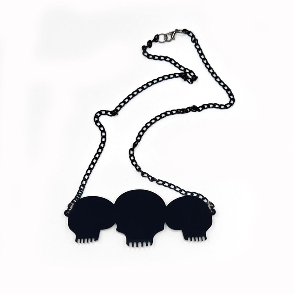 Acrylic White Skull Necklace: Unisex Halloween Sweater Chain