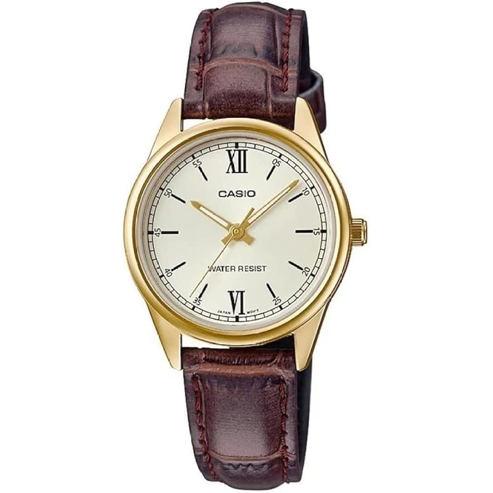 Casio LTP-V005GL-9B Women s Analog Dress Watch Gold Tone Leather Band 30m Water Resistant