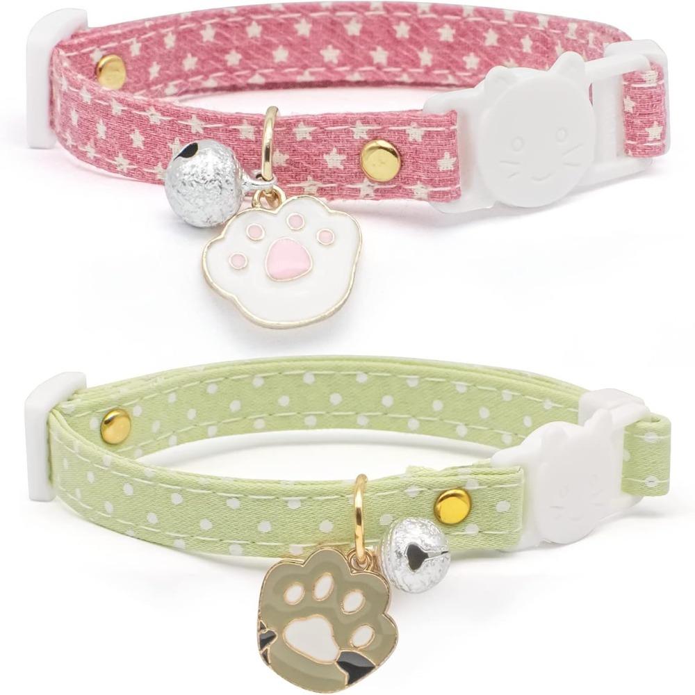 Cotton Cotton Breakaway Cat Collar with Bell 2.5 Inch Cute Accessory Multipurpose Pet Collar  Pet