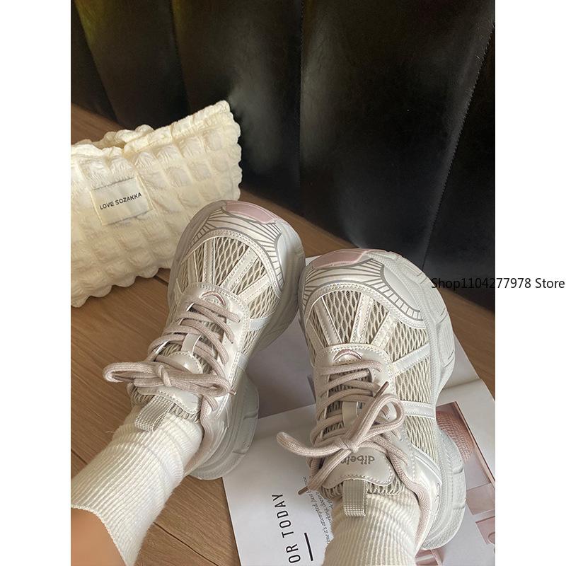 Fashion Women's Sneakers Heightened Breathable Fashion Dad Shoes Casual Platform Mesh Shoes Summer Women's Flats New Popular Trend