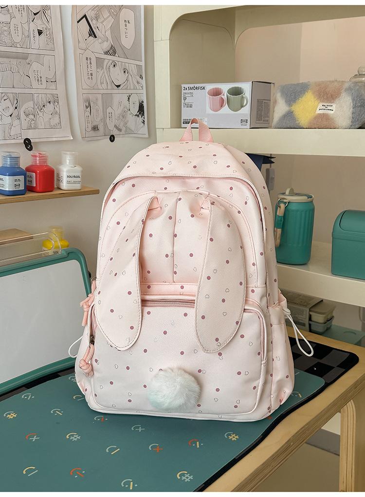 Schoolbag Mori Small Fresh Rabbit Ears Ladies Backpack College Student Class School Bag Lightweight Large Capacity Travel Backpack Female