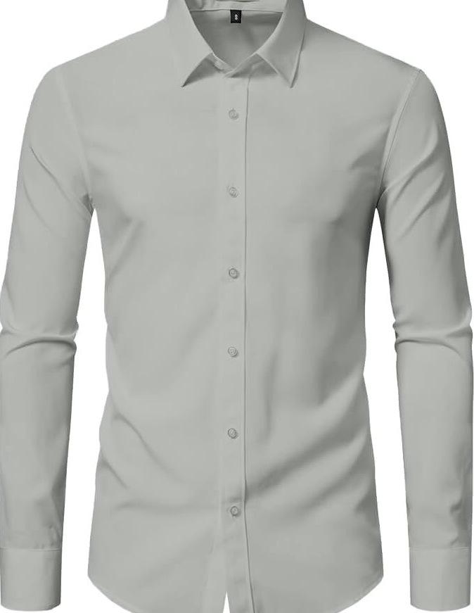 Camisa de Negocios de Manga Larga para Hombre sin Planchar - Antiarrugas y Ropa Casual de Verano