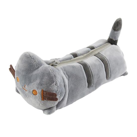 3D Plush Cat Pencil Case Zipper Closure Soft Stuffed Animal Stationery Cartoon Storage Pen Bag Student School Supplies