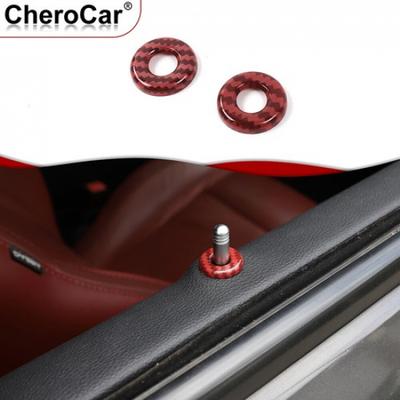 2x Door Lift Bolt Lock Pin Trim For Dodge Challenger 2014-  Red Carbon Fiber