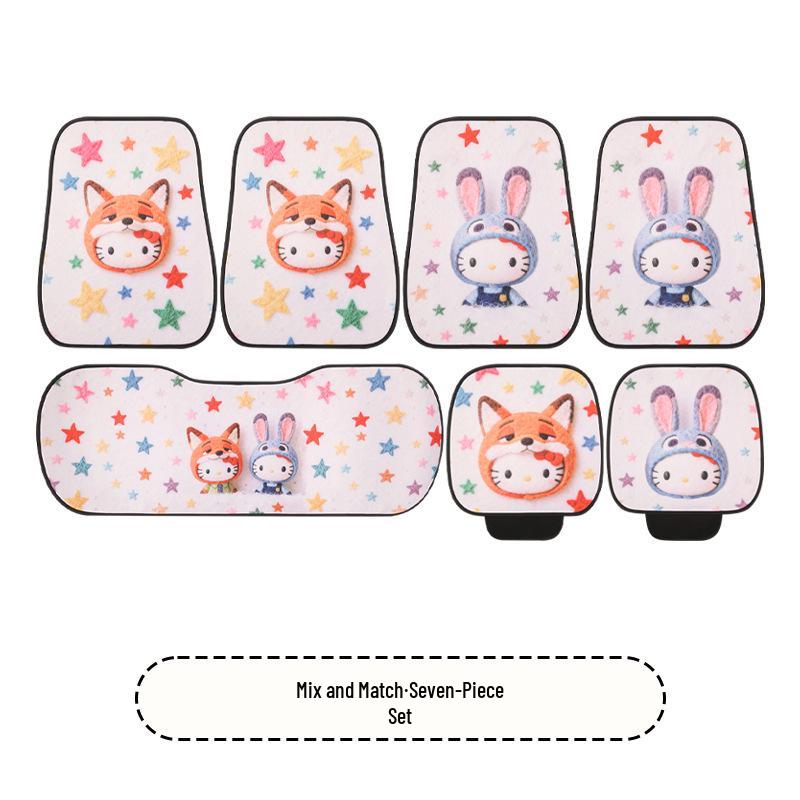 Cartoon Kitten Car Seat Cushion for All Seasons - Fits Volkswagen ID3, Lavida, Sagitar, Tiguan L, Tayron