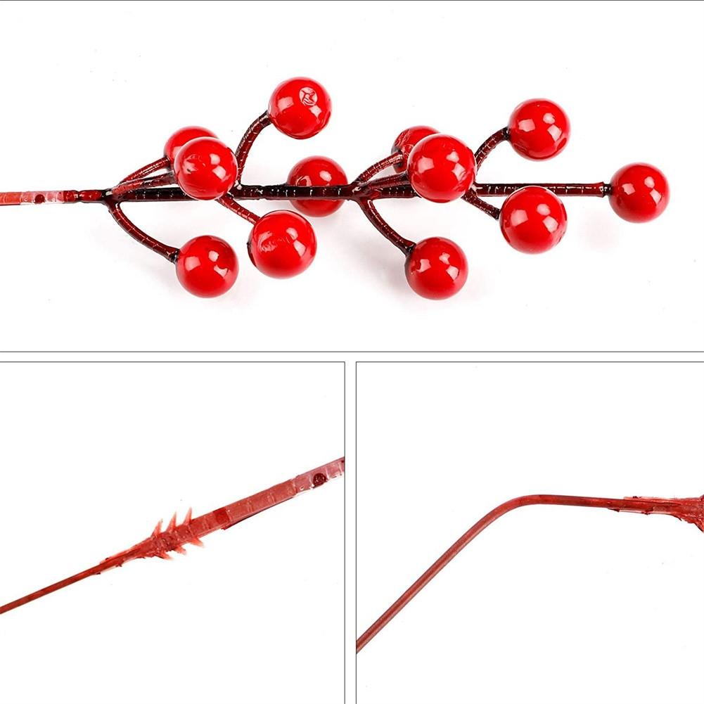 10Pcs Red Berries Stems Red Berry Artificia flowers Craft Holiday Decor