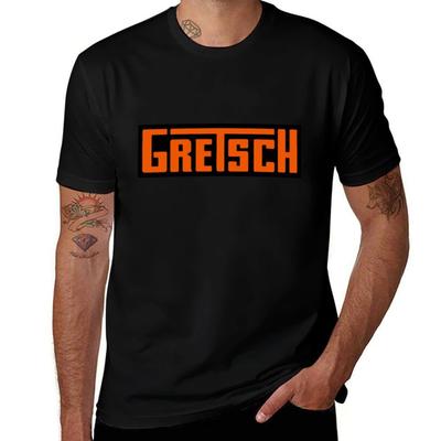 Vintage Gretsch Legendariska Gitarrer Och Trummor Orange T-shirt Fläckresistent Vardaglig T-shirt