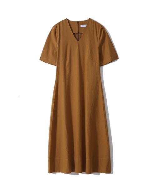 Is Summer Linen V-Neck Dress_Camel