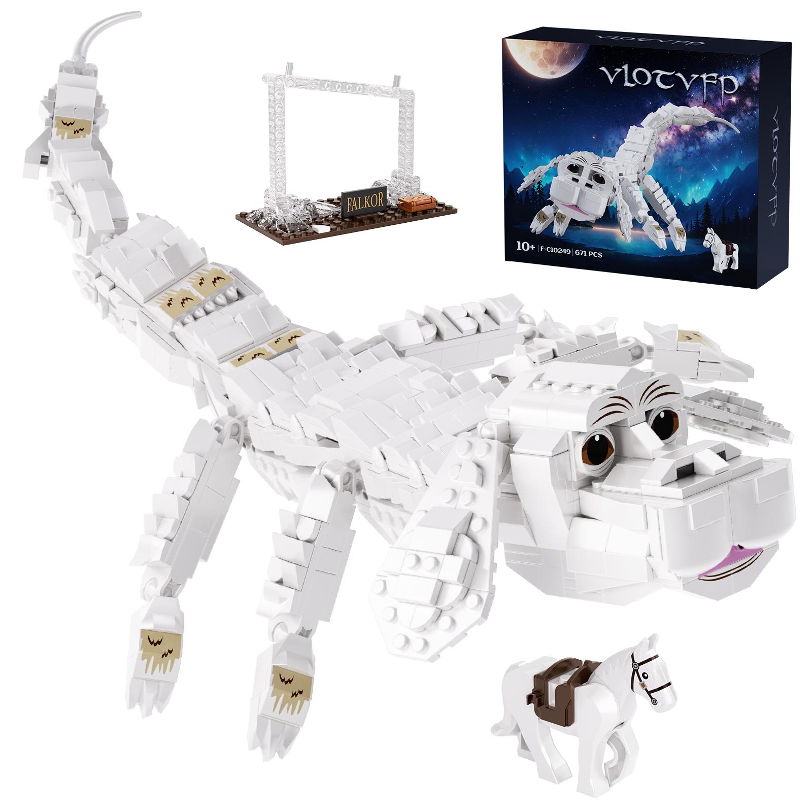 

White Luck Magic Dragon Building Block Set NeverEnd Story Animal Monsters Model Brick Toys Birthday Gift for Kids Adults