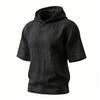 Men's Short Sleeve Hoodie, Lightweight Hooded T-Shirt with Texture, Casual Summer Streetwear Top for Men