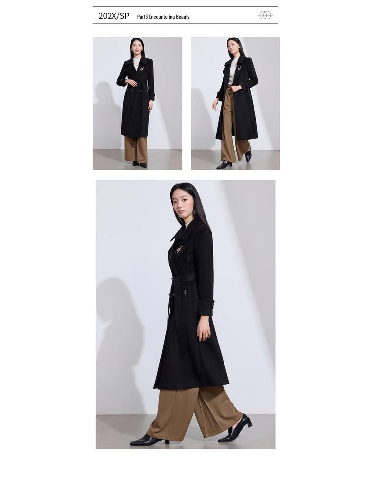 Hepburn Style Double-Breasted Wool Coat for Women - Autumn/Winter French Mid-Length Design