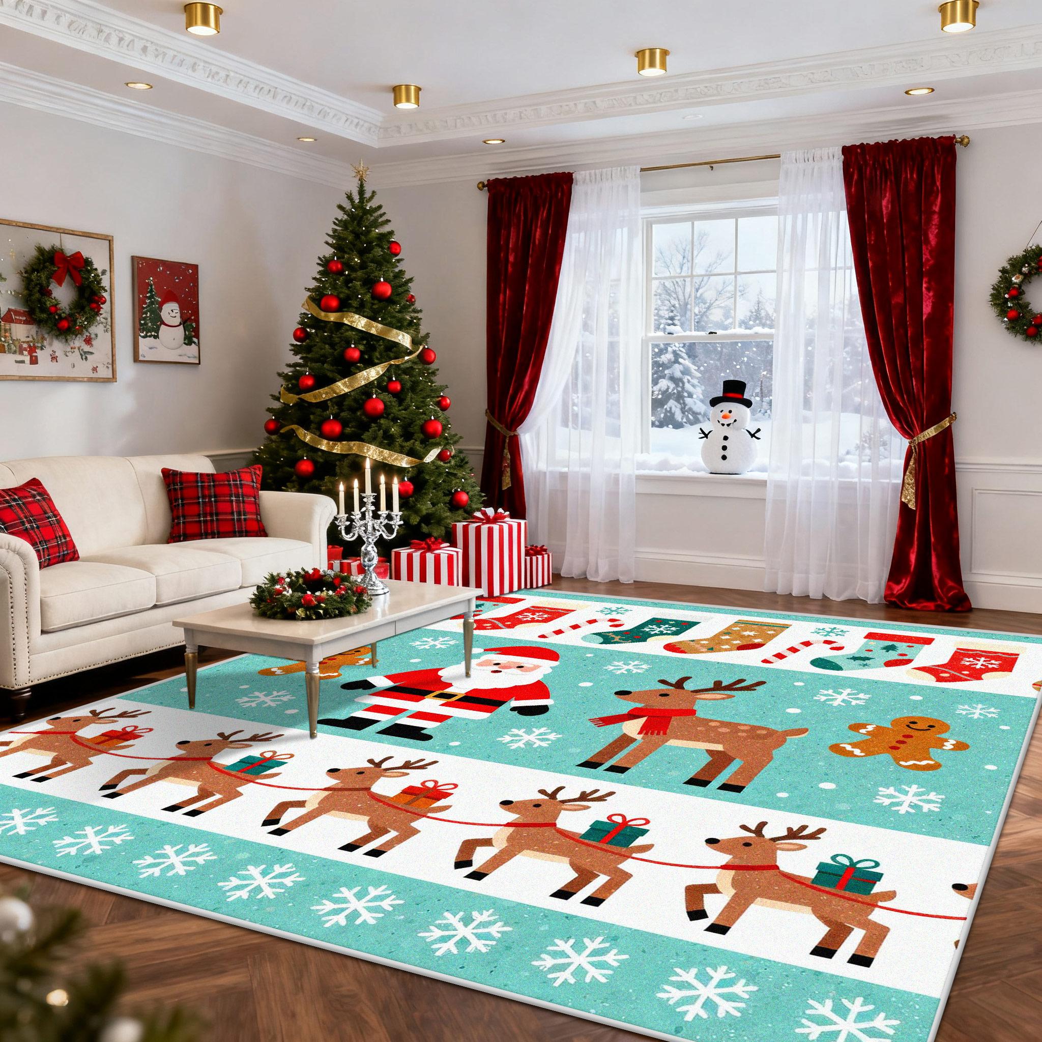 

Christmas Rug New Year Gift Large Carpet Rug for Living Room Bedroom Sofa Doormat Decoration Kid Play Non-slip Floor Mat 60x90cm