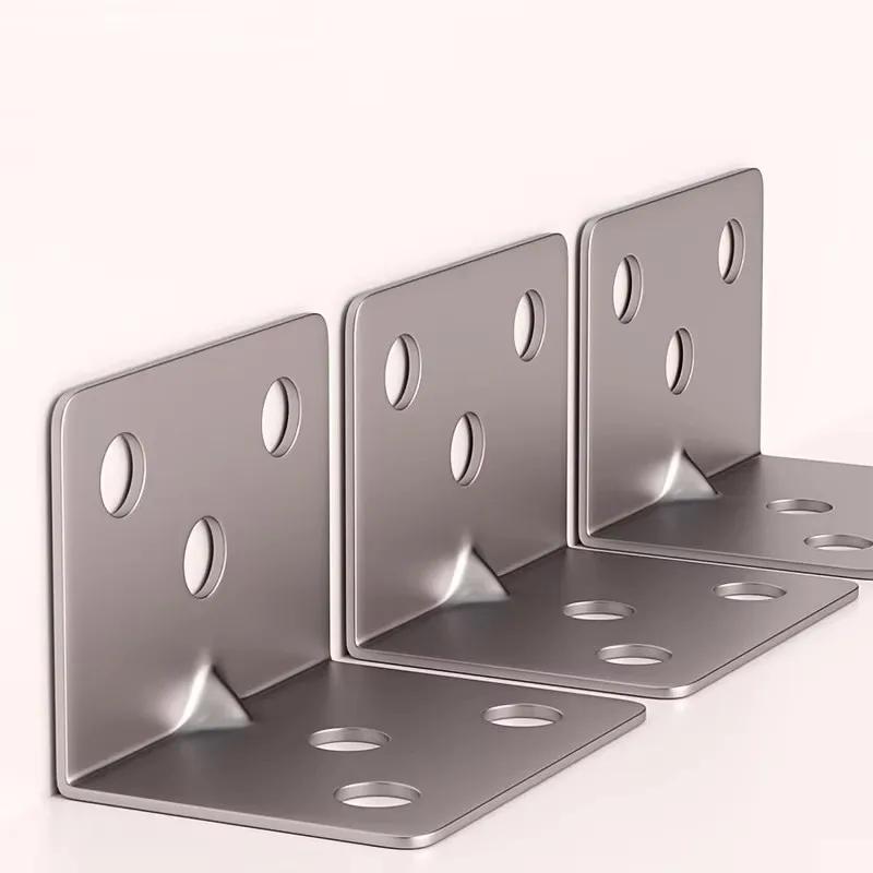20pcs Stainless Steel L-Shaped Corner Code 90 Degree Laminated Furniture Plate Hardware Right Angle Bracket Cabinets Small