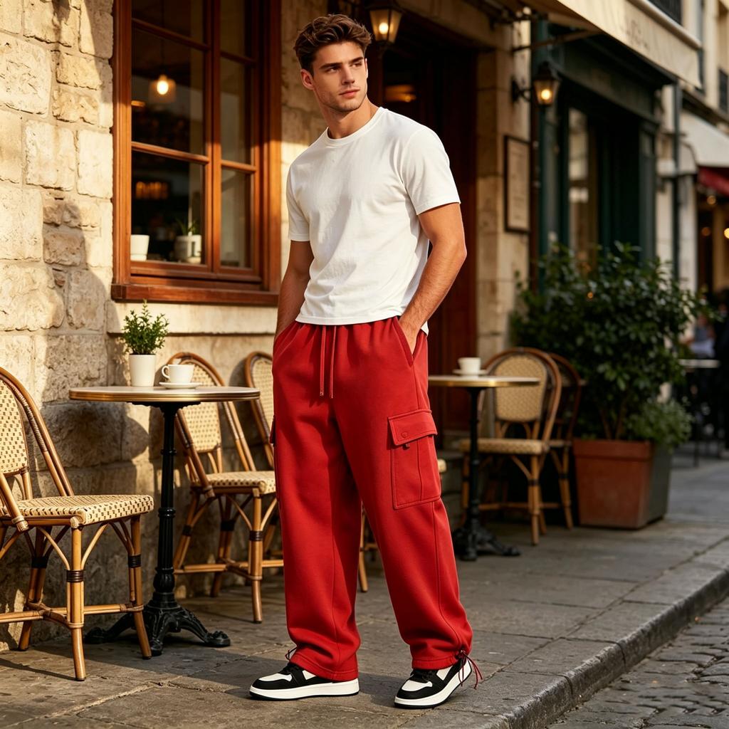 Men's Casual Cargo Pants with Multiple Pockets Loose Fit for Everyday Wear