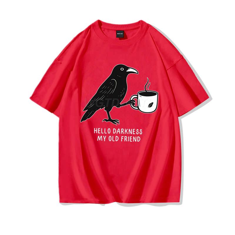 Raven Crow Coffee Shirt for Women Unisex Funny Gift for Coffee Lover Cotton Tshirt Womens Unisexs Oversized Comfort Colors Tee Top