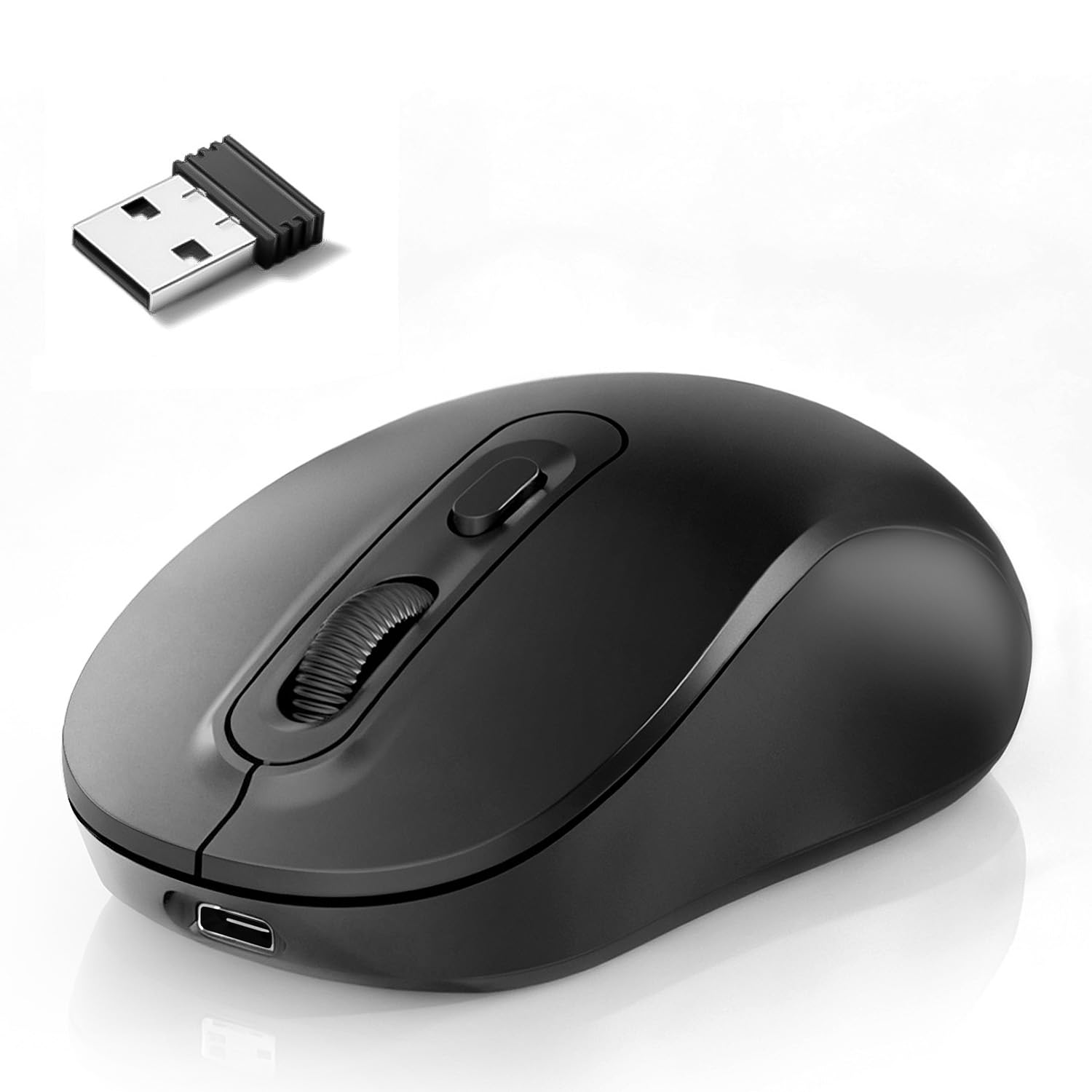 

Wireless Bluetooth Instant High High Easy to Easy Portable Mouse, 2.4GHz, Quiet, Compact, Connection, Type-C Rechargeable, Energy-Saving, Optical, чорний